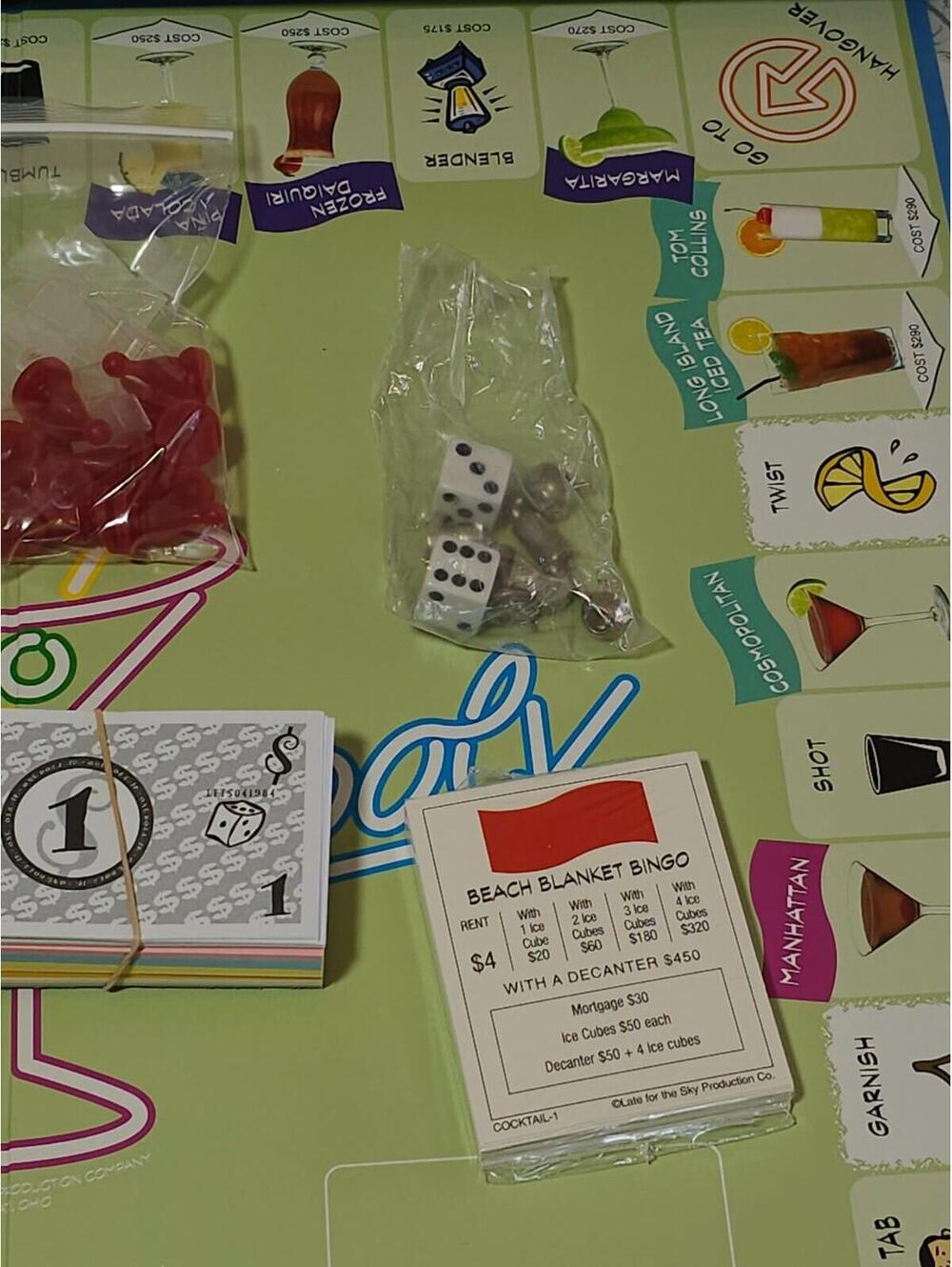 Cocktailopoly Monopoly Style Board Game Never Played All Pieces Factory Sealed! - Picture 6 of 11